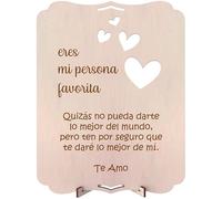 nagu® Tarjeta de Amor para Pareja | Te Quiero, Aniversario y San Valentín | Postal de madera 11 x 15 cm con soporte. Regalo romántico para novio o novia, cumpleaños o simplemente para decir «te amo».