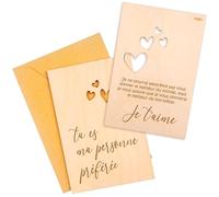 nagu® Tarjeta San Valentin Mujer u Hombre. Tarjeta Regalo de Madera para Novio o Novia. Postal para Regalos Aniversario Parejas o Cumpleaños con Frase de Amor. Felicitación Día de los Enamorados