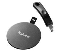 Nahana® Adaptador de Inducción Universal 14 cm con Mango Desmontable - Disco Difusor de Calor en Acero Inoxidable para Cocinas de Inducción, Gas y Vitrocerámicas - Negro (Negro)