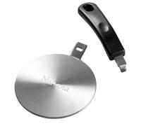 Nahana® Adaptador de Inducción Universal 14 cm con Mango Desmontable - Disco Difusor de Calor en Acero Inoxidable para Cocinas de Inducción, Gas y Vitrocerámicas - Plata