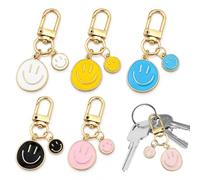 NAHGDU 5 Llaveros Sonrientes, Doble Cara, Rosa, Amarillo, Azul, Negro, Blanco, Estándar, Para Mujer Y Hombre