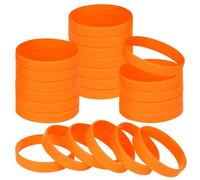 NAHRMY 24 Piezas Pulseras de Silicona, 6.3 pulg Naranja Pulseras de Goma Elásticas Muñequeras para Fitness Deporte Juegos Fiesta Escolares Regalos Niños Niñas