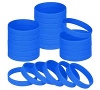 NAHRMY 24 Piezas Pulseras de Silicona, 7 pulg Azul Pulseras de Goma Elásticas Muñequeras para Fitness Deporte Juegos Boda Fiesta Escolares Regalos Hombre Mujere Niño