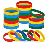 NAHRMY 24 Piezas Pulseras de Silicona, 8 pulg Mezclar Colores Pulseras de Goma Elásticas Muñequeras para Fitness Deporte Juegos Boda Fiesta Escolares Regalos Hombre Mujere