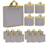 NAHRMY 50 PCS Bolsas de Plástico para Regalo Gris 40 x 35 x 10 cm, Bolsas Regalo de Mercancía Plástico Grandes con Asa para Compras Tiendas Pequeñas Empresas Boutique