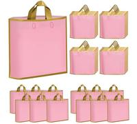 NAHRMY 50 PCS Bolsas de Plástico para Regalo Rosa 40 x 35 x 10 cm, Bolsas Regalo de Mercancía Plástico Grandes con Asa para Compras Tiendas Pequeñas Empresas Boutique