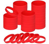 NAHRMY 60 Piezas Pulseras Elásticas de Silicona, Pulseras de Goma, Brazalete Elastica para Chicos Chicas Estudiante Accesorios de Cumpleaños Fiestas Deportivas Escolares (Rojo)
