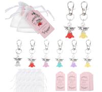 NAHUAA 30 Piezas Llavero Angel de la Guarda Comunion Regalos Angelito de la Guarda Regalos Invitados Boda Llaveros con Etiquetas Boda y Bolsas de Organza para Navidad Fiesta Comunión Confirmación