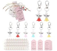 NAHUAA 30 Piezas Llavero Angel de la Guarda Comunion Regalos Angelito de la Guarda Regalos Invitados Boda Llaveros con Etiquetas Boda y Bolsas de Organza para Navidad Fiesta Comunión Confirmación