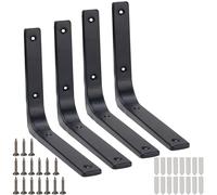 NAHUAA 4 Piezas Escuadras para Estanterias 25 cm Soporte Estanteria Pared Negro Soporte Baldas Pared Metalicos para Cocina-Lavabo-Baldas