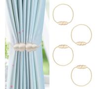 NAHUAA Alzapaños Cortinas Magnetico Sujeta Cortinas Beige con Iman Recoge Cortinas Decorativas para Cortinas Hebillas Cortinas para Casa Oficina, 4 Piezas