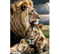 NAHUIGOOD Kit Bordado Punto De Cruz Dmc Familia De Leones 11Ct40X50Cm Kit De Bordado A Mano Punto De Cruz Kit Para Niños Kit De Bordado Punto De Cruz Dmc