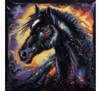 NAHUIGOOD Kit De Bordado Sobre Cañamazo Para Punto De Animal Caballo 45X45Cm Cañamazo Impreso De Para Realizar Un Cojín. Kit De Punto De Cruz Contado - Kit De Bordado -