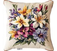 NAHUIGOOD Kit De Bordado Sobre Cañamazo Para Punto De Hermoso Ramo 45X45Cm Cañamazo Impreso De Para Realizar Un Cojín. Kit De Punto De Cruz Contado - Kit De Bordado -