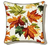 NAHUIGOOD Kit De Bordado Sobre Cañamazo Para Punto De Hoja De Arce 45X45Cm Cañamazo Impreso De Para Realizar Un Cojín. Kit De Punto De Cruz Contado - Kit De Bordado -