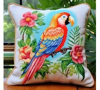 NAHUIGOOD Kit De Bordado Sobre Cañamazo Para Punto De Loro 45X45Cm Cañamazo Impreso De Para Realizar Un Cojín. Kit De Punto De Cruz Contado - Kit De Bordado -