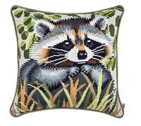 NAHUIGOOD Kit De Bordado Sobre Cañamazo Para Punto De Mapache 45X45Cm Cañamazo Impreso De Para Realizar Un Cojín. Kit De Punto De Cruz Contado - Kit De Bordado -