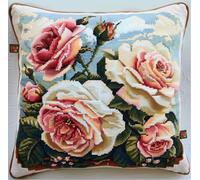 NAHUIGOOD Kit De Bordado Sobre Cañamazo Para Punto De Rosa 45X45Cm Kit De Cojines De Punto De Cruz Estampados Para Decoración Creativa Del Hogar - Kit De Costura Para