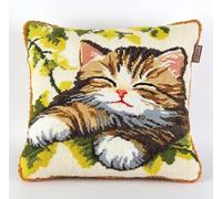 NAHUIGOOD Kit De Punto De Cruz Estampado Con Lienzo Tapiz Impreso Gato Lindo 45X45Cm Kit De Cojines De Punto De Cruz Estampados Para Decoración Creativa Del Hogar - Kit De Costura Para