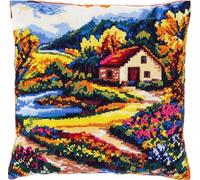 NAHUIGOOD Kit De Punto De Cruz Estampado Con Lienzo Tapiz Impreso Paisaje Pastoral 45X45Cm Kit De Cojines De Punto De Cruz Estampados Para Decoración Creativa Del Hogar - Kit De Costura Para