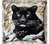 NAHUIGOOD Kit De Punto De Cruz Estampado Con Lienzo Tapiz Impreso Pantera Negra 45X45Cm Kit De Cojines De Punto De Cruz Estampados Para Decoración Creativa Del Hogar - Kit De Costura Para