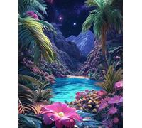 NAHUIGOOD Kit de punto de cruz impreso,kit de inicio de bordado de 11 ct, de bordado para principiantes para adultos, diseño de punto de cruz, patrón de bordado impreso,paisaje del valle 11CT40x50cm