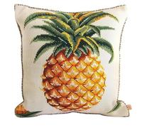 NAHUIGOOD Kit De Punto De Cruz Para Cojín, Diseño De Flores Piña 45X45Cm Bordado De Punto De Cruz, Funda De Almohada, Kit De Inicio,Cojín De Sofá Para Niños Y Adultos