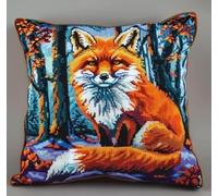 NAHUIGOOD Kit De Punto De Cruz Para Cojín, Diseño De Flores Zorro Del Bosque 45X45Cm Bordado De Punto De Cruz, Funda De Almohada, Kit De Inicio,Cojín De Sofá Para Niños Y Adultos