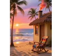 NAHUIGOOD kit de punto de cruz para principiantes de 11 ct,de punto de cruz para adultos,de bordado avanzado hecho a mano para bricolaje, decoración del hogar,Amanecer en la playa 11CT40x50cm