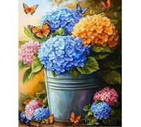 NAHUIGOOD kit de punto de cruz para principiantes de 11 ct,de punto de cruz para adultos,de bordado avanzado hecho a mano para bricolaje, decoración del hogar,Flor de hortensia mar 11CT40x50cm
