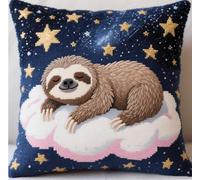 NAHUIGOOD Punto De Cruz Funda De Animales De Las Nubes 45X45Cm Parte Trasera De Cojín Incluida, Lienzo Preimpreso, Hilo Y Aguja Incluidos, Diy Bordado Creativo Regalo Cross Stitch