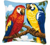 NAHUIGOOD Punto De Cruz Funda De Animales, Loros 45X45Cm Parte Trasera De Cojín Incluida, Lienzo Preimpreso, Hilo Y Aguja Incluidos, Diy Bordado Creativo Regalo Cross Stitch