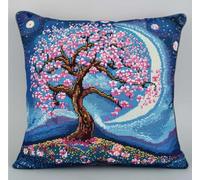 NAHUIGOOD Punto De Cruz Funda De Árboles Ornamentales 45X45Cm Parte Trasera De Cojín Incluida, Lienzo Preimpreso, Hilo Y Aguja Incluidos, Diy Bordado Creativo Regalo Cross Stitch