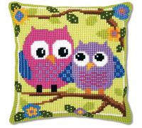 NAHUIGOOD Punto De Cruz Funda De Búho 45X45Cm Parte Trasera De Cojín Incluida, Lienzo Preimpreso, Hilo Y Aguja Incluidos, Diy Bordado Creativo Regalo Cross Stitch