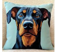 NAHUIGOOD Punto De Cruz Funda De Doberman Pinscher 45X45Cm Parte Trasera De Cojín Incluida, Lienzo Preimpreso, Hilo Y Aguja Incluidos, Diy Bordado Creativo Regalo Cross Stitch