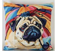 NAHUIGOOD Punto De Cruz Funda De Doguillo 45X45Cm Parte Trasera De Cojín Incluida, Lienzo Preimpreso, Hilo Y Aguja Incluidos, Diy Bordado Creativo Regalo Cross Stitch