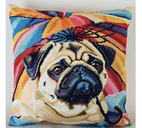 NAHUIGOOD Punto De Cruz Funda De Doguillo 45X45Cm Parte Trasera De Cojín Incluida, Lienzo Preimpreso, Hilo Y Aguja Incluidos, Diy Bordado Creativo Regalo Cross Stitch