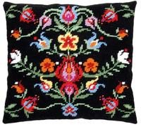 NAHUIGOOD Punto De Cruz Funda De Flores 45X45Cm Parte Trasera De Cojín Incluida, Lienzo Preimpreso, Hilo Y Aguja Incluidos, Diy Bordado Creativo Regalo Cross Stitch