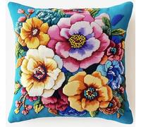 NAHUIGOOD Punto De Cruz Funda De Flores Frescas 45X45Cm Parte Trasera De Cojín Incluida, Lienzo Preimpreso, Hilo Y Aguja Incluidos, Diy Bordado Creativo Regalo Cross Stitch