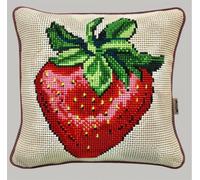 NAHUIGOOD Punto De Cruz Funda De Fresa 45X45Cm Parte Trasera De Cojín Incluida, Lienzo Preimpreso, Hilo Y Aguja Incluidos, Diy Bordado Creativo Regalo Cross Stitch
