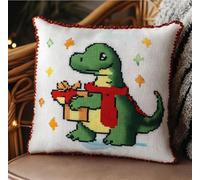 NAHUIGOOD Punto De Cruz Funda De Gato De Sombrero Rojo 45X45Cm Parte Trasera De Cojín Incluida, Lienzo Preimpreso, Hilo Y Aguja Incluidos, Diy Bordado Creativo Regalo Cross Stitch