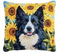 NAHUIGOOD Punto De Cruz Funda De Girasol, Perro Pastor 45X45Cm Parte Trasera De Cojín Incluida, Lienzo Preimpreso, Hilo Y Aguja Incluidos, Diy Bordado Creativo Regalo Cross Stitch