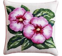 NAHUIGOOD Punto De Cruz Funda De Gloria De La Mañana Rosa 45X45Cm | parte trasera de cojín incluida, lienzo preimpreso, hilo y aguja incluidos, DIY Bordado Creativo Regalo Cross Stitch