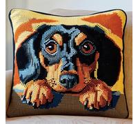 NAHUIGOOD Punto De Cruz Funda De Golden Retriever 45X45Cm Parte Trasera De Cojín Incluida, Lienzo Preimpreso, Hilo Y Aguja Incluidos, Diy Bordado Creativo Regalo Cross Stitch