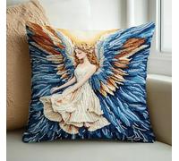 NAHUIGOOD Punto De Cruz Funda De Hermoso Ángel 45X45Cm Parte Trasera De Cojín Incluida, Lienzo Preimpreso, Hilo Y Aguja Incluidos, Diy Bordado Creativo Regalo Cross Stitch