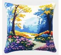 NAHUIGOOD Punto De Cruz Funda De Paisaje Pastoral 45X45Cm Parte Trasera De Cojín Incluida, Lienzo Preimpreso, Hilo Y Aguja Incluidos, Diy Bordado Creativo Regalo Cross Stitch