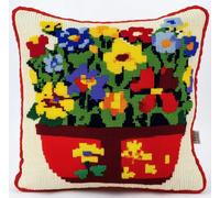 NAHUIGOOD Punto De Cruz Funda De Plantas En Maceta De Estilo Vintage 45X45Cm Parte Trasera De Cojín Incluida, Lienzo Preimpreso, Hilo Y Aguja Incluidos, Diy Bordado Creativo Regalo Cross Stitch