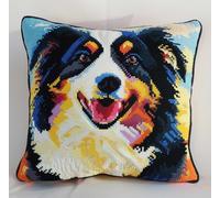 NAHUIGOOD Punto De Cruz Funda De Schnauzer 45X45Cm Parte Trasera De Cojín Incluida, Lienzo Preimpreso, Hilo Y Aguja Incluidos, Diy Bordado Creativo Regalo Cross Stitch