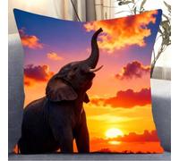 NAHUIGOOD Punto De Cruz Kit Amanecer, Elefantes 45X45Cm Manualidades Adultos Decoracion Bordar Kit Principiantes Completo Diy Bordado Creativo Regalo，Cross Stitch