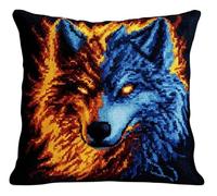 NAHUIGOOD Punto De Cruz Kit Animal Lobo 45X45Cm Manualidades Adultos Decoracion Bordar Kit Principiantes Completo Diy Bordado Creativo Regalo,Cross Stitch